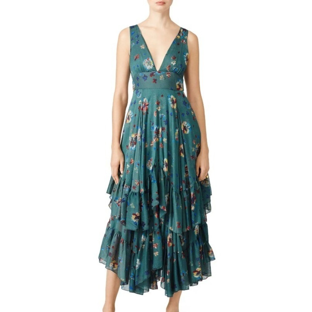 Free People Catching Glances Cottagecore Floral Ruffle Dress Size 2 whimsy boho - Picture 1 of 6